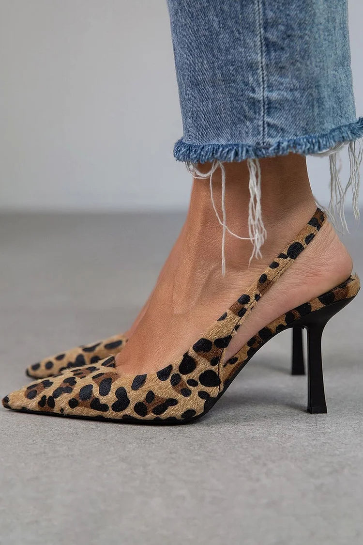Leopard-Print Slingback Heels