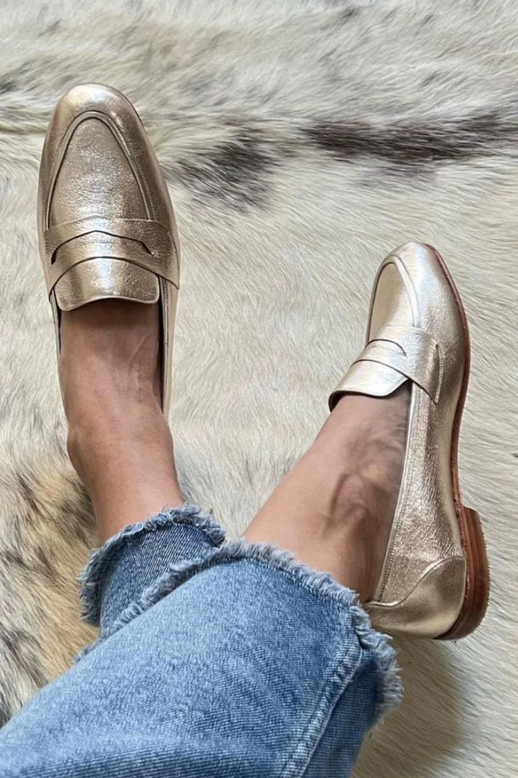 Metallic Light Gold Loafer