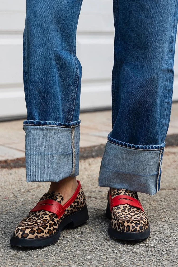 Leopard-Print Loafer with Red Accent