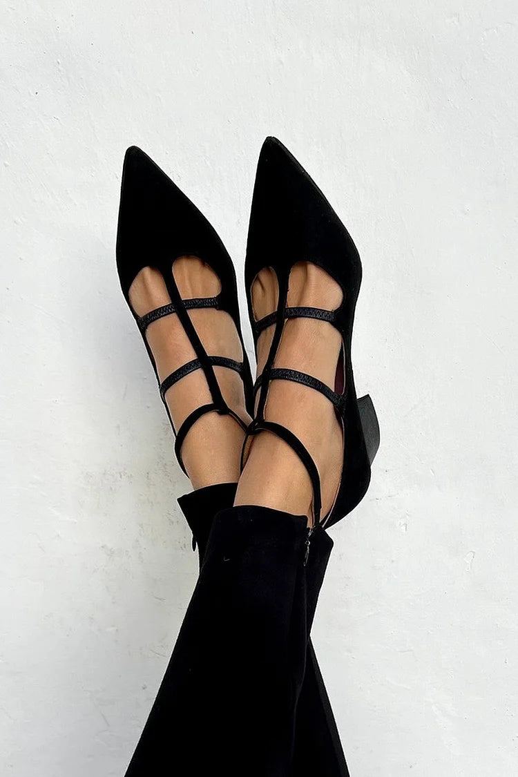 Strappy Pointed-Toe Flats
