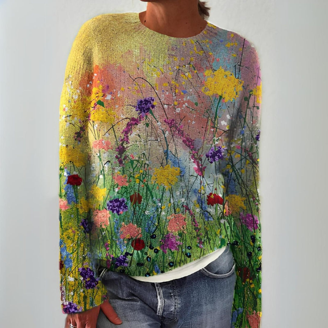 Marta Cozy Floral Art Sweater