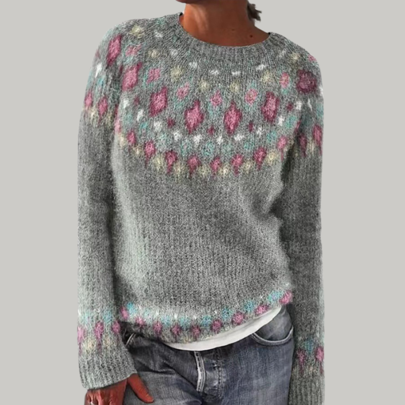 Candace Patterned Knit Crewneck Sweater