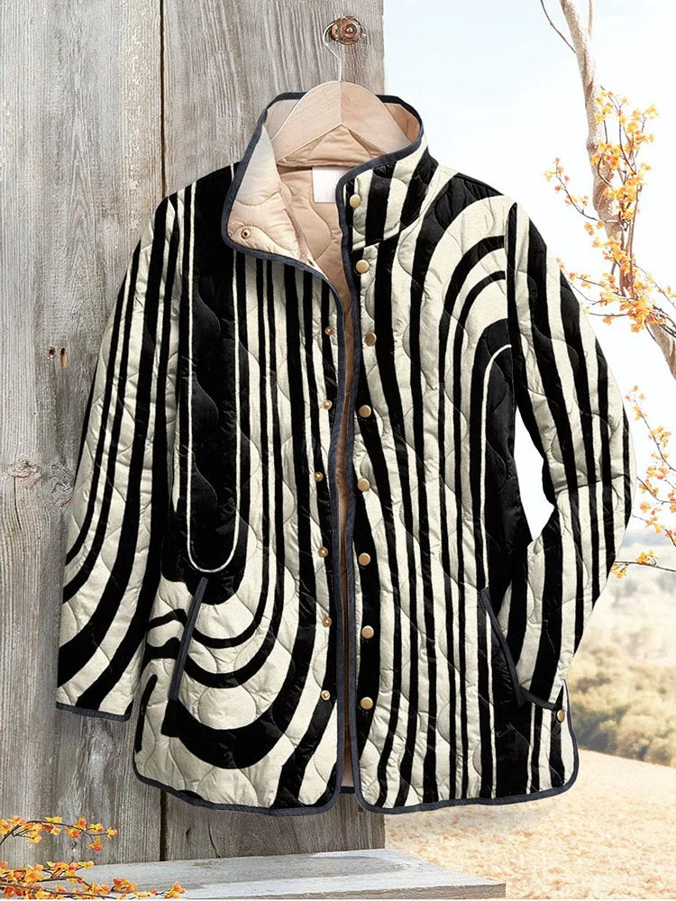 Abstract Geometric Design Women's Casual Quilted Jacket