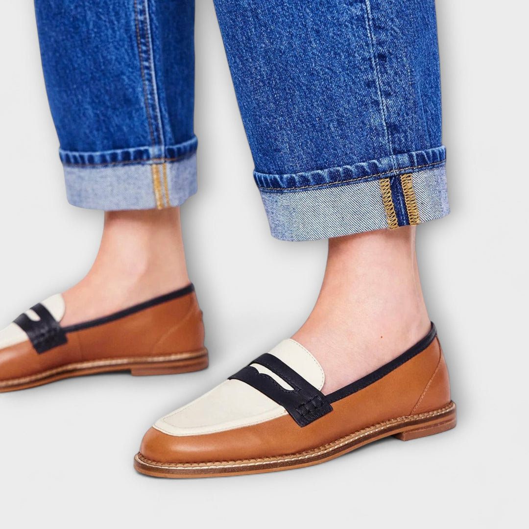 Oceane Color Block Brown Round Toe Loafers
