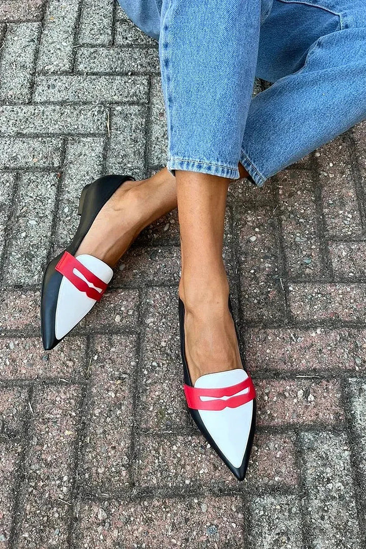 Two-Tone Pointed-Toe Slippers