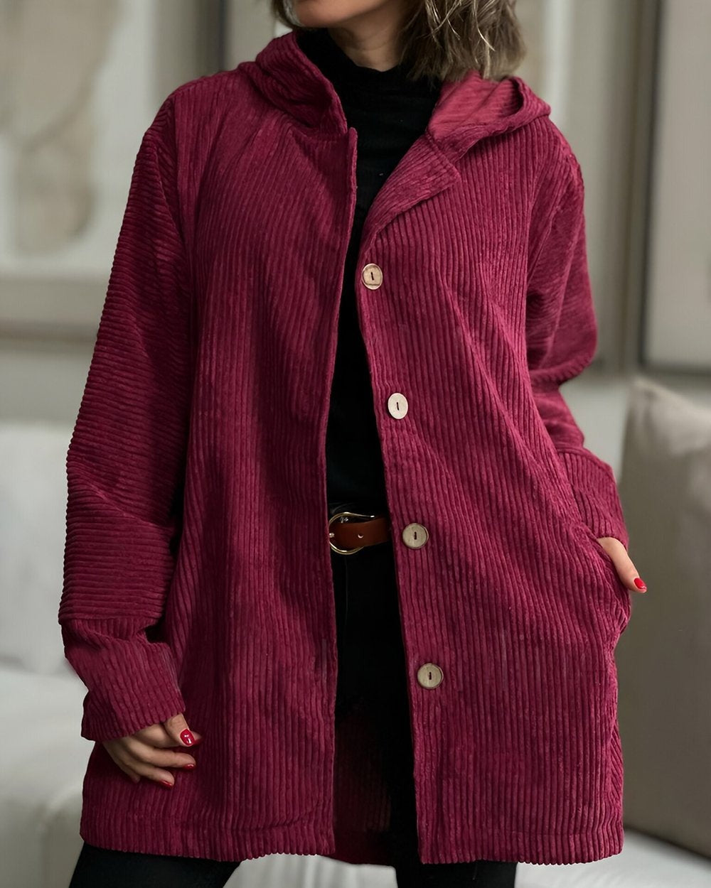 Cordia - Comfortable Hooded Corduroy Jacket