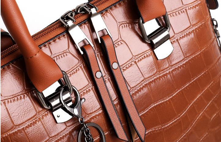Sophia Vintage Crocodile-Pattern 4-Piece Bag Set
