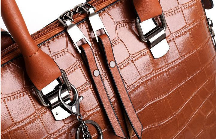 Sophia Vintage Crocodile-Pattern 4-Piece Bag Set