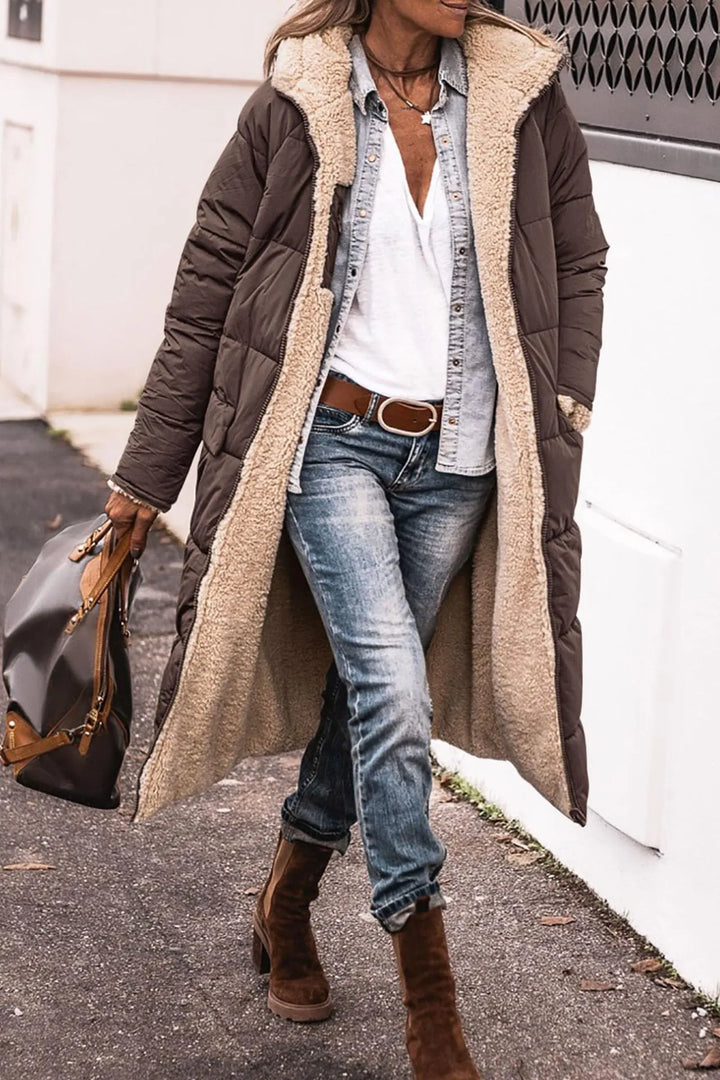 Johna Reversible Sherpa Coat Luxe
