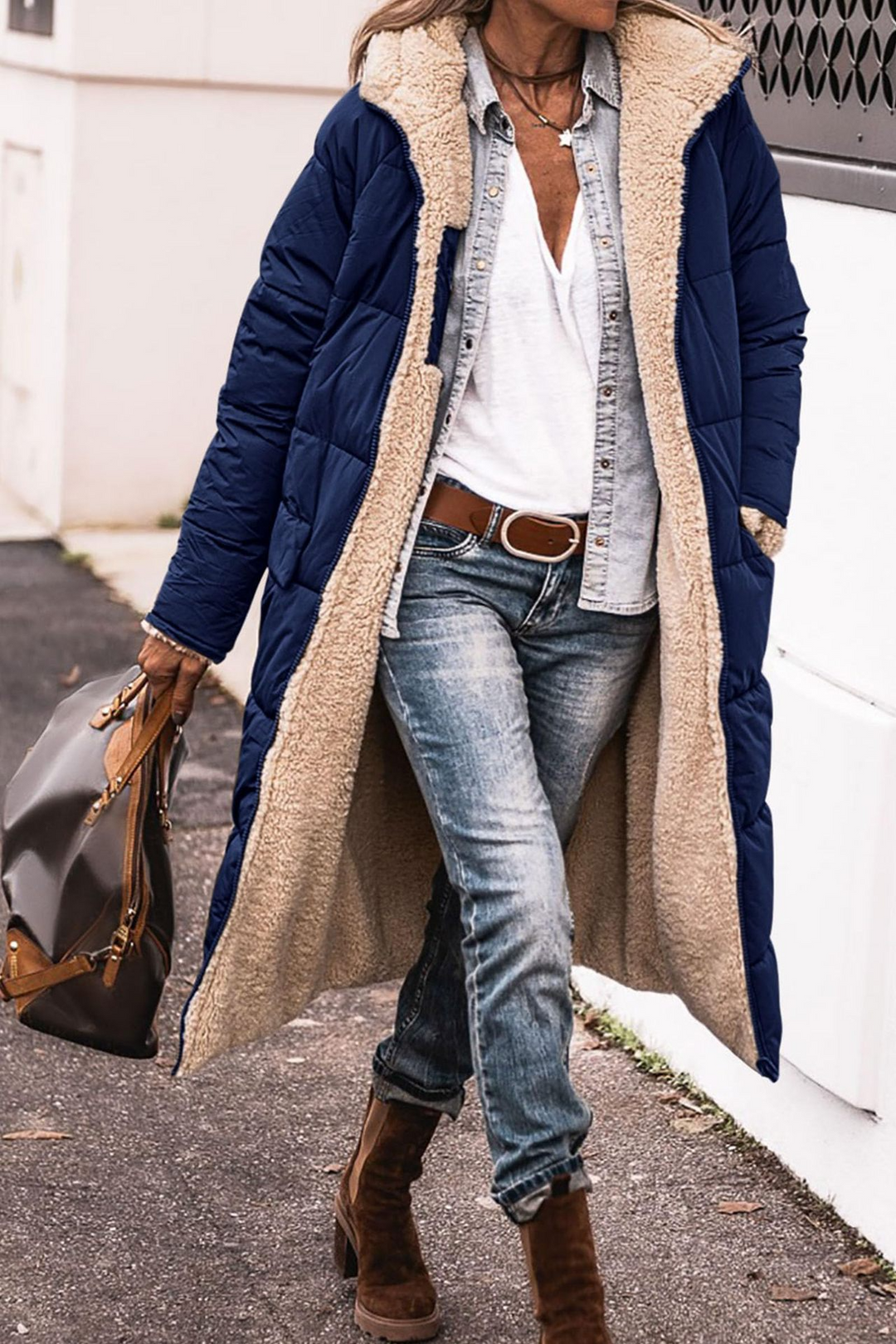 Johna Reversible Sherpa Coat Luxe