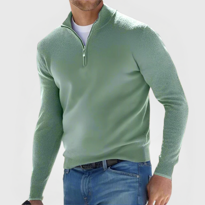 Renzino Chic Zip-Front Sweater