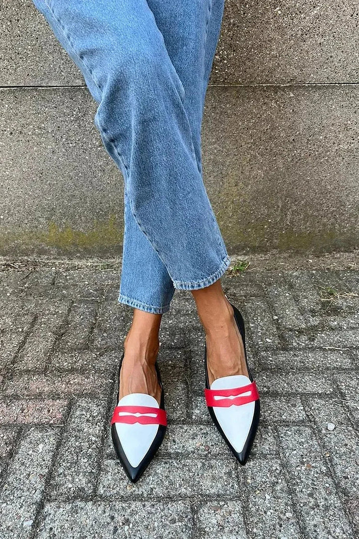 Two-Tone Pointed-Toe Slippers