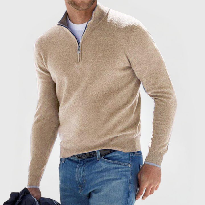 Renzino Chic Zip-Front Sweater