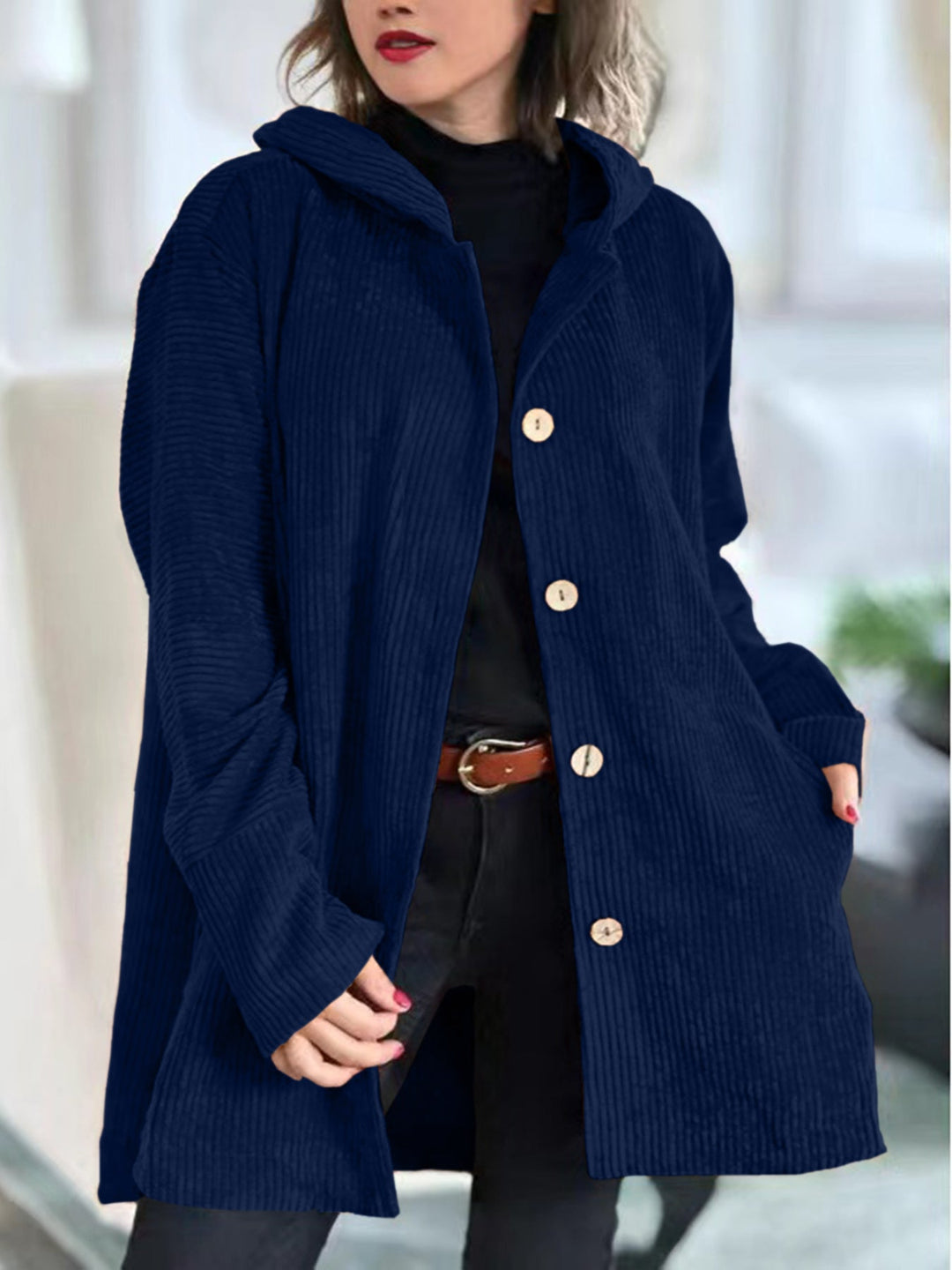 Cordia - Comfortable Hooded Corduroy Jacket