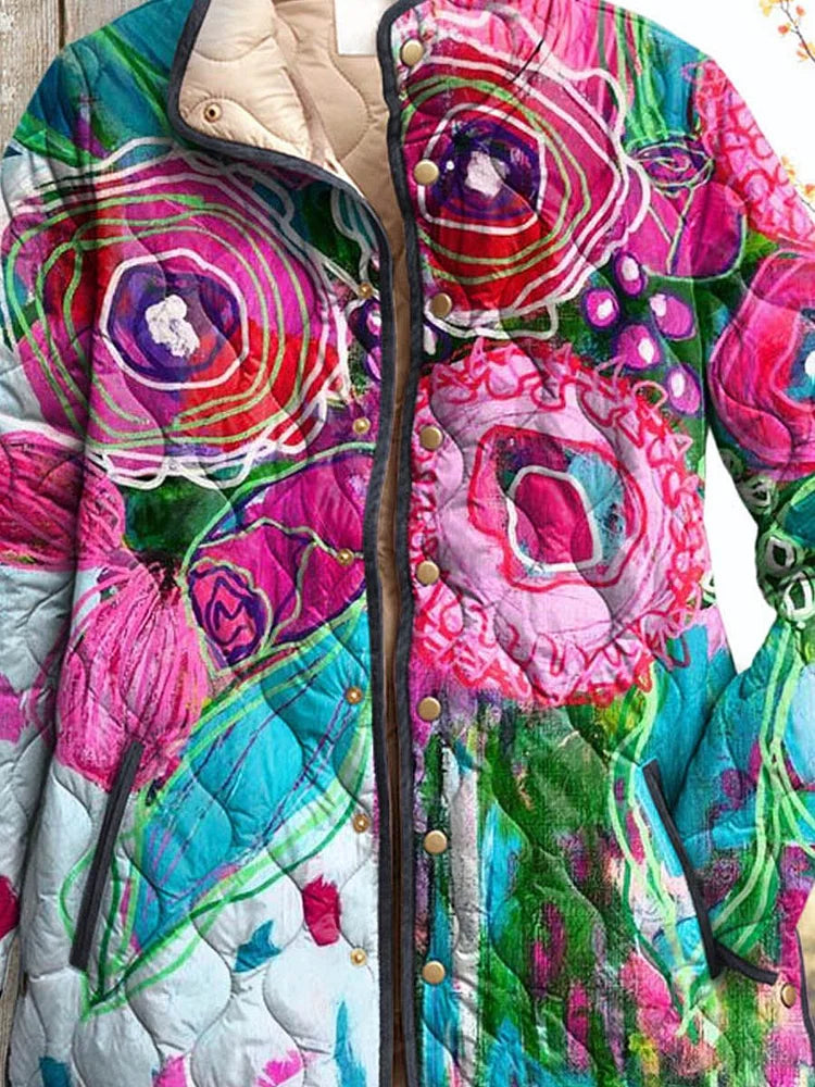Elegant Floral Print Women's Jacket