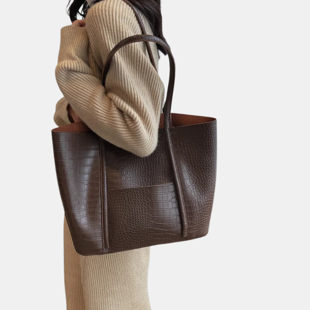 Sophia Croc Leather Shoulder Bag