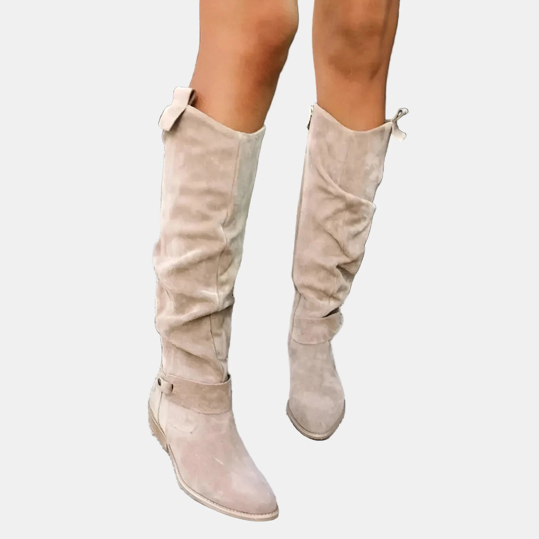Avery Suede Ankle Boots with Low Heel