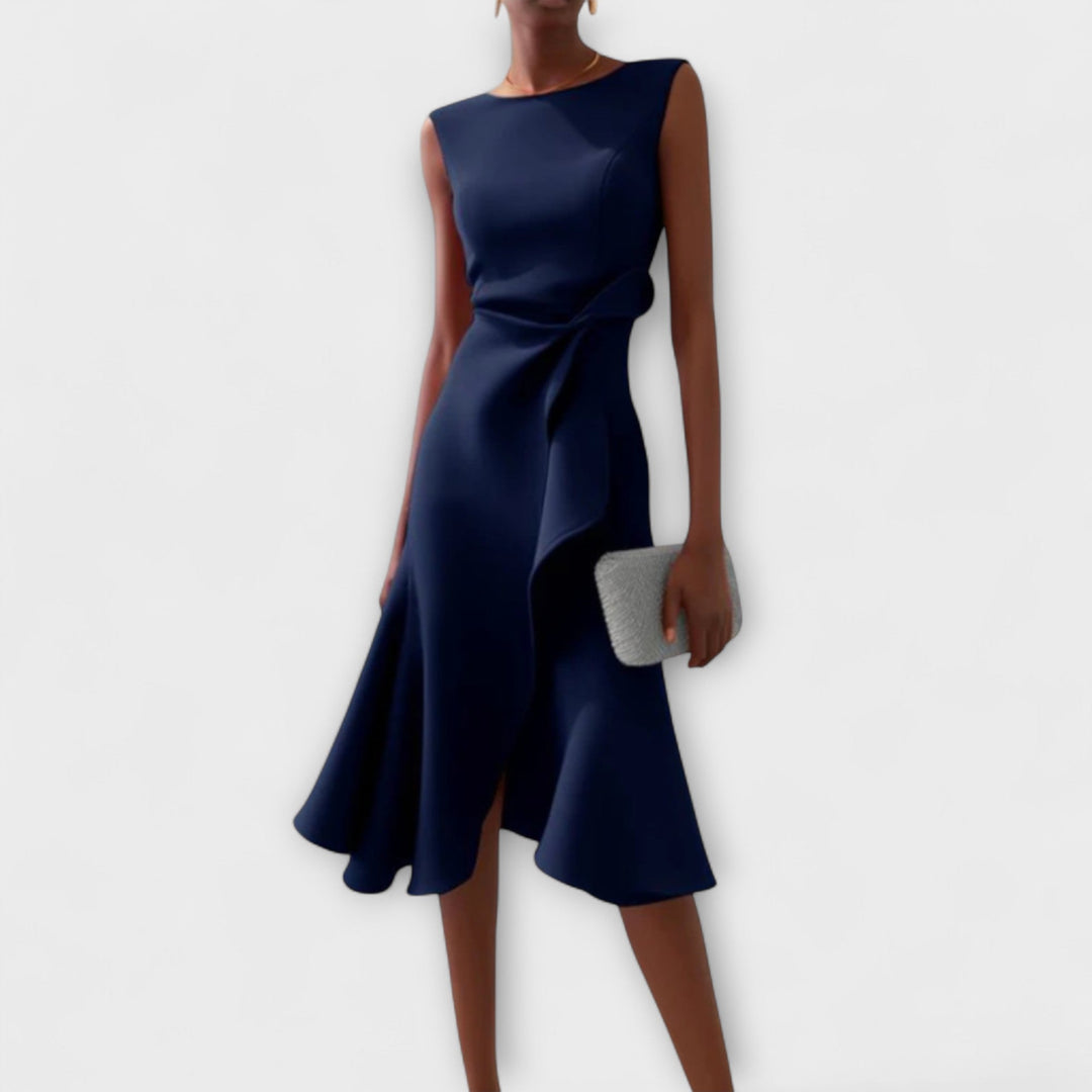 Juliette Asymmetrical Draped Midi Dress