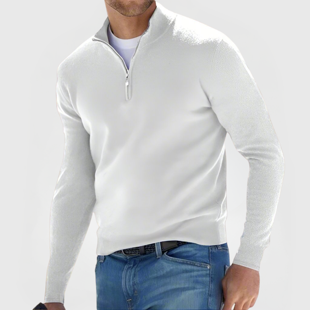 Renzino Chic Zip-Front Sweater