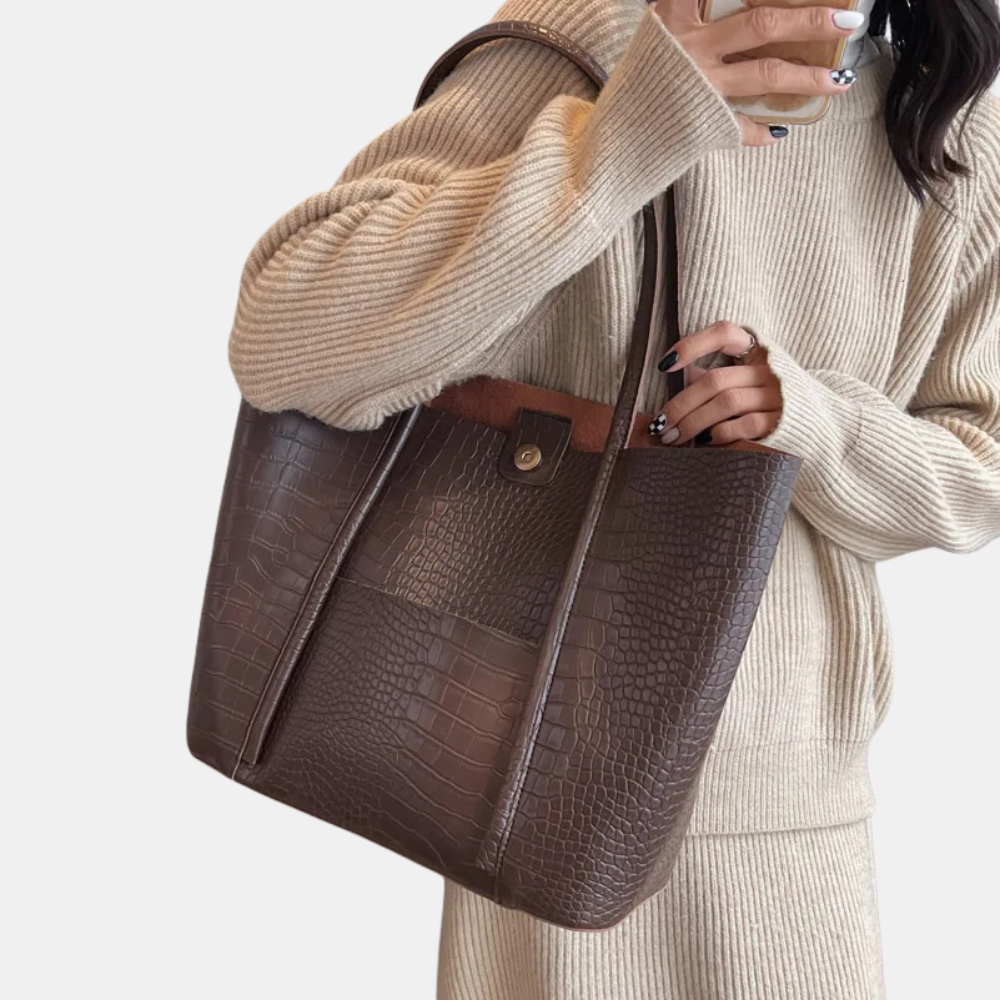 Sophia Croc Leather Shoulder Bag