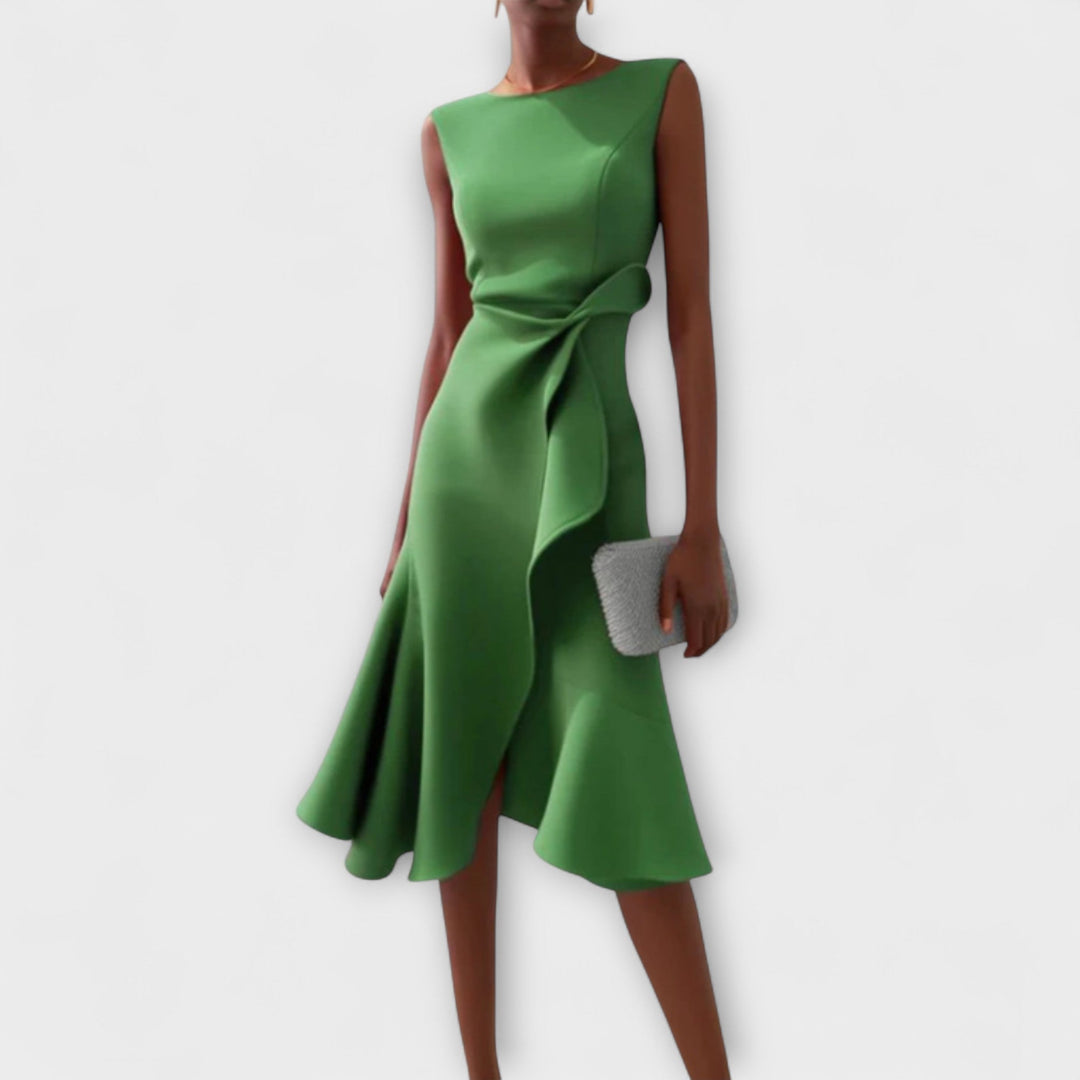Juliette Asymmetrical Draped Midi Dress