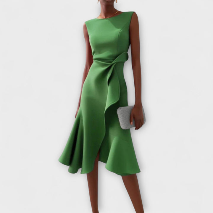 Juliette Asymmetrical Draped Midi Dress