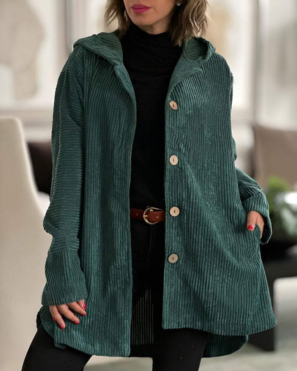 Cordia - Comfortable Hooded Corduroy Jacket