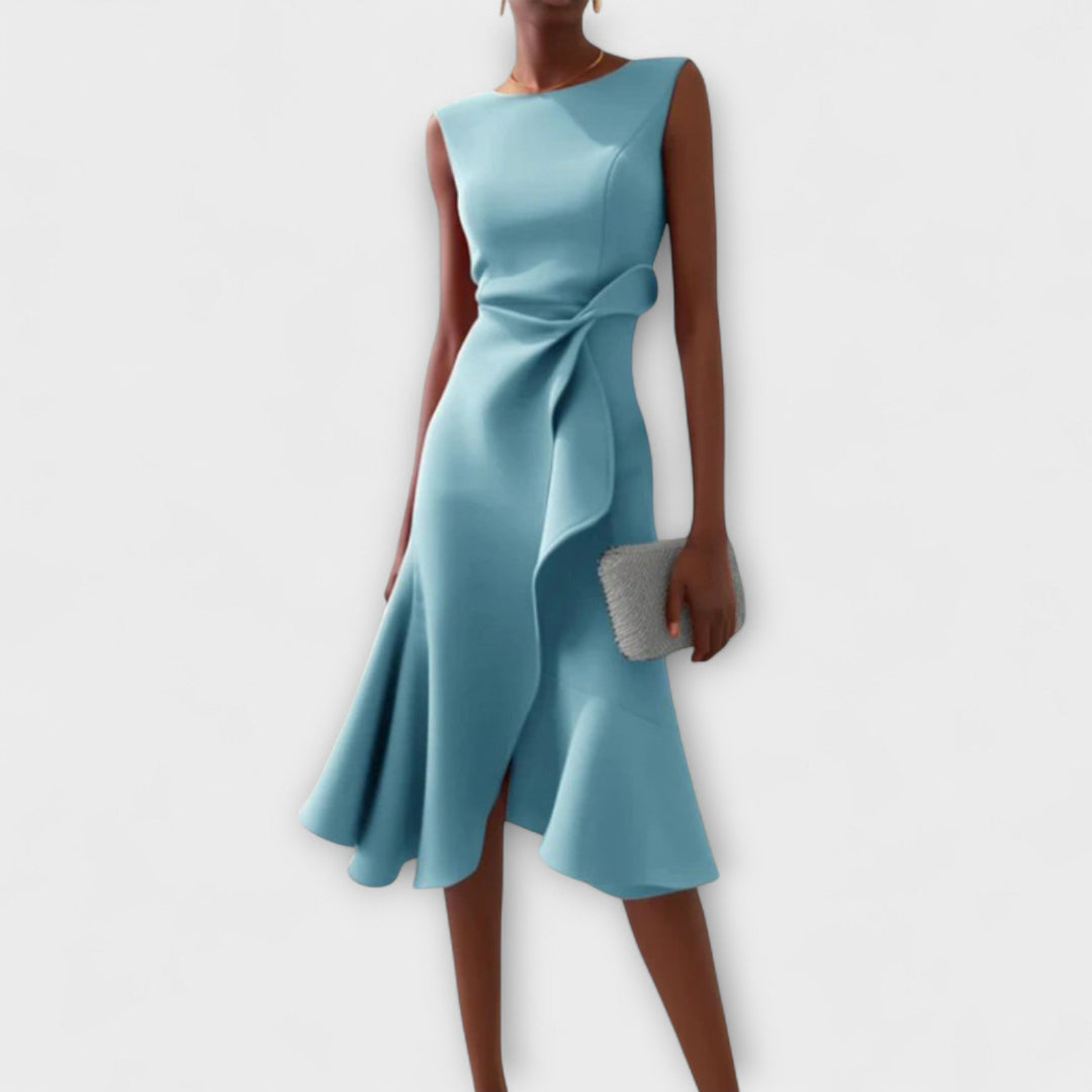 Juliette Asymmetrical Draped Midi Dress