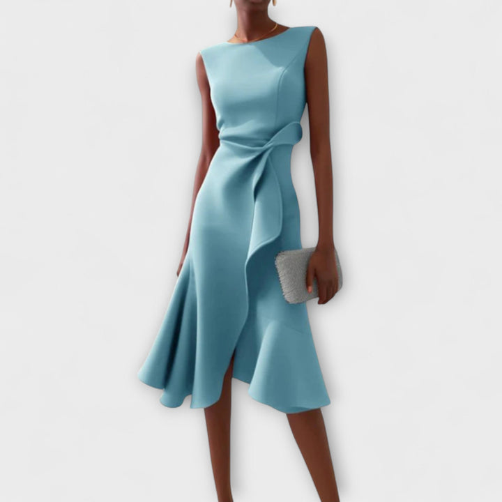 Juliette Asymmetrical Draped Midi Dress