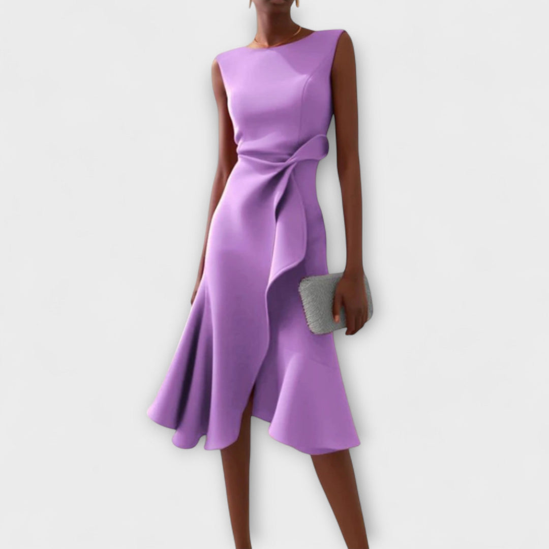 Juliette Asymmetrical Draped Midi Dress