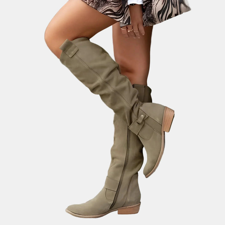 Avery Suede Ankle Boots with Low Heel