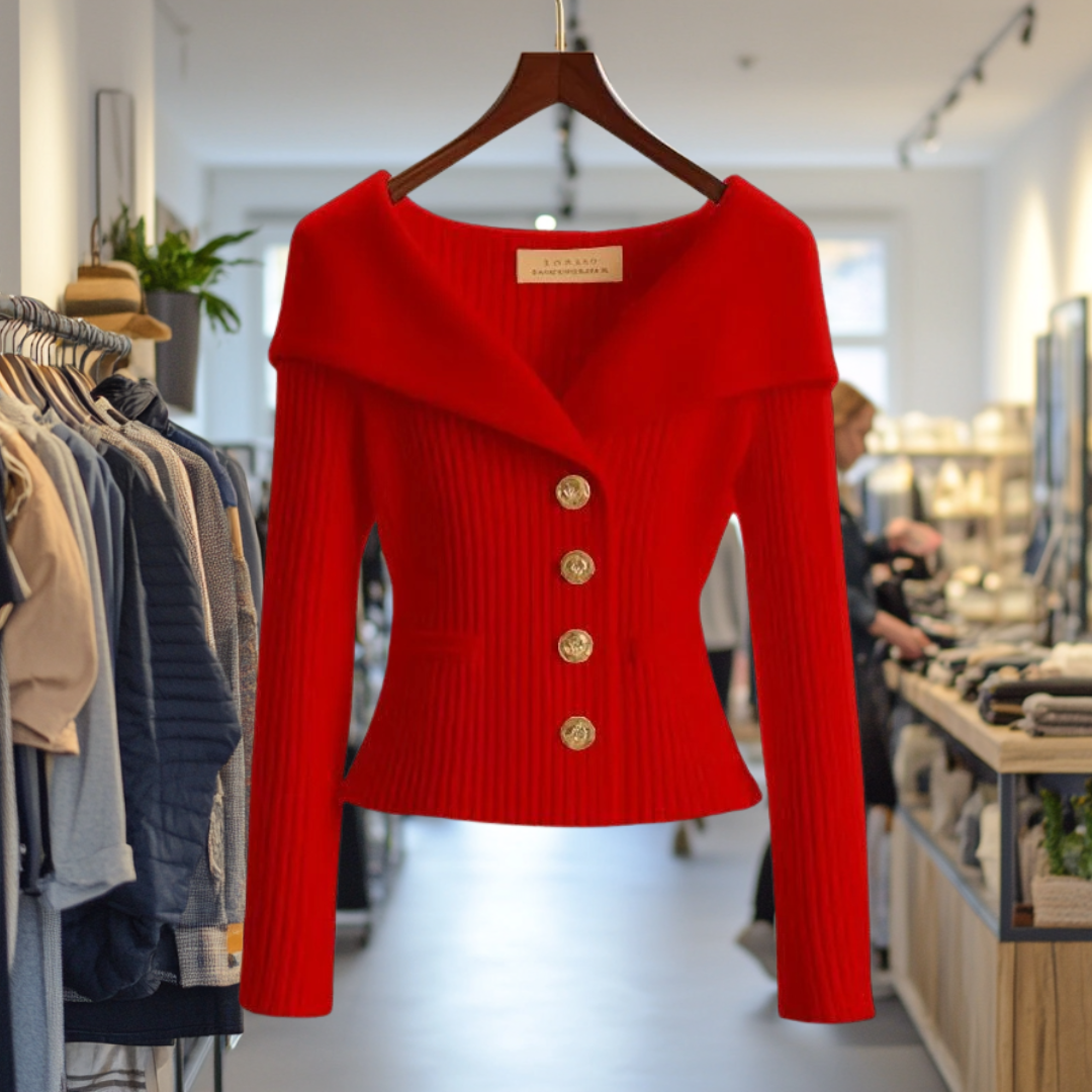 Lexie Bold Button-Front Sweater Jacket