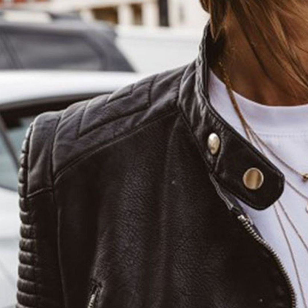 Kiki Classic Structured Vegan Leather Zip-Up Jacket