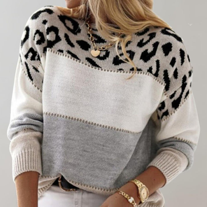 Diane Knit Sweater with Leopard Accents
