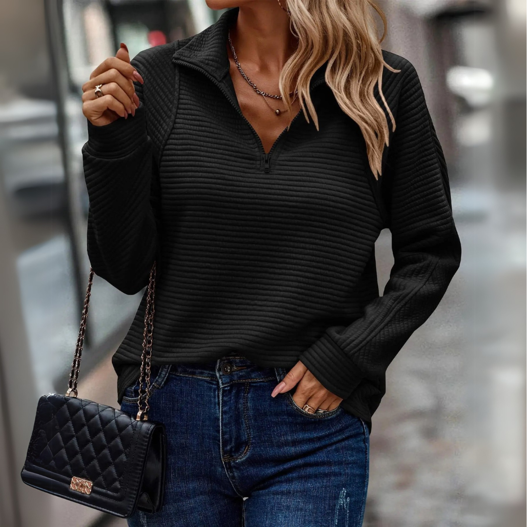 Suzanne Detailed Half-Zip Pullover
