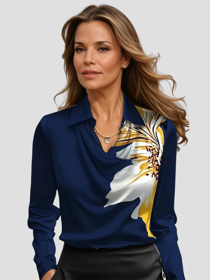 Victoria Luxe Satin Draped Blouse