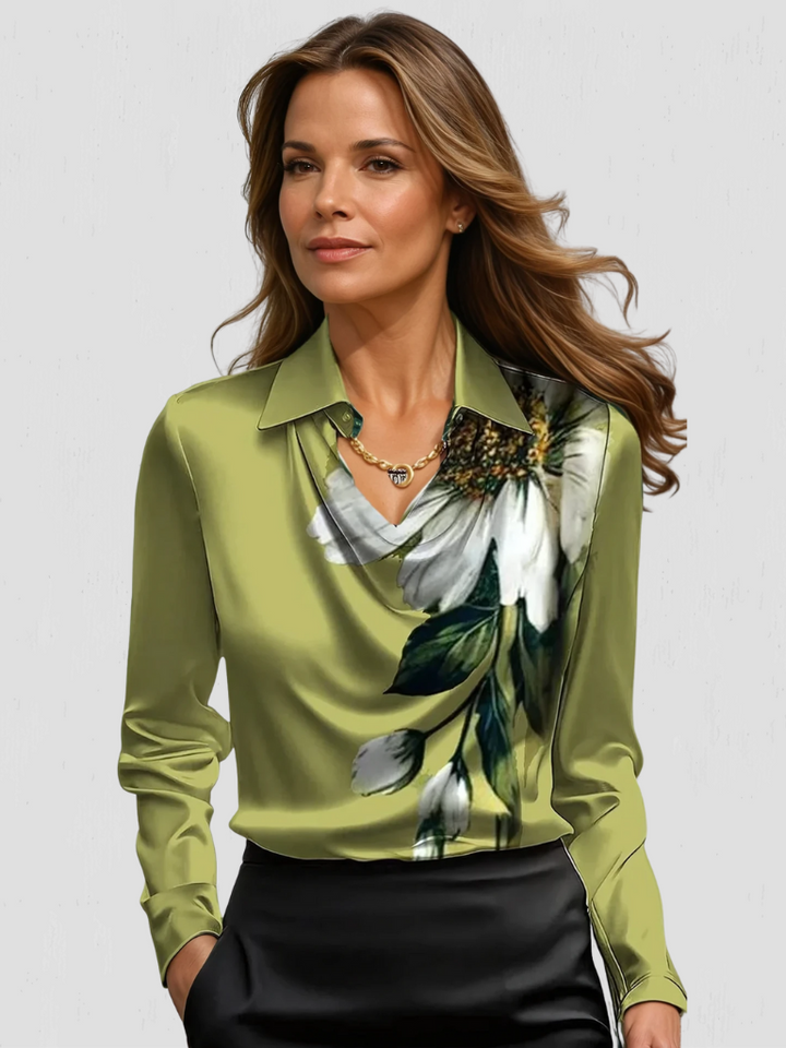 Victoria Luxe Satin Draped Blouse