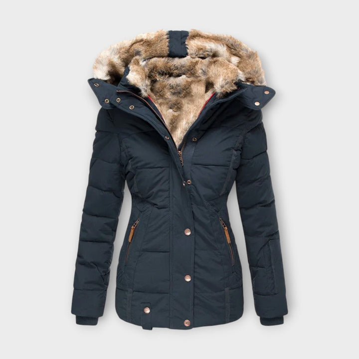 Emine Plush Faux Fur Lined Coat