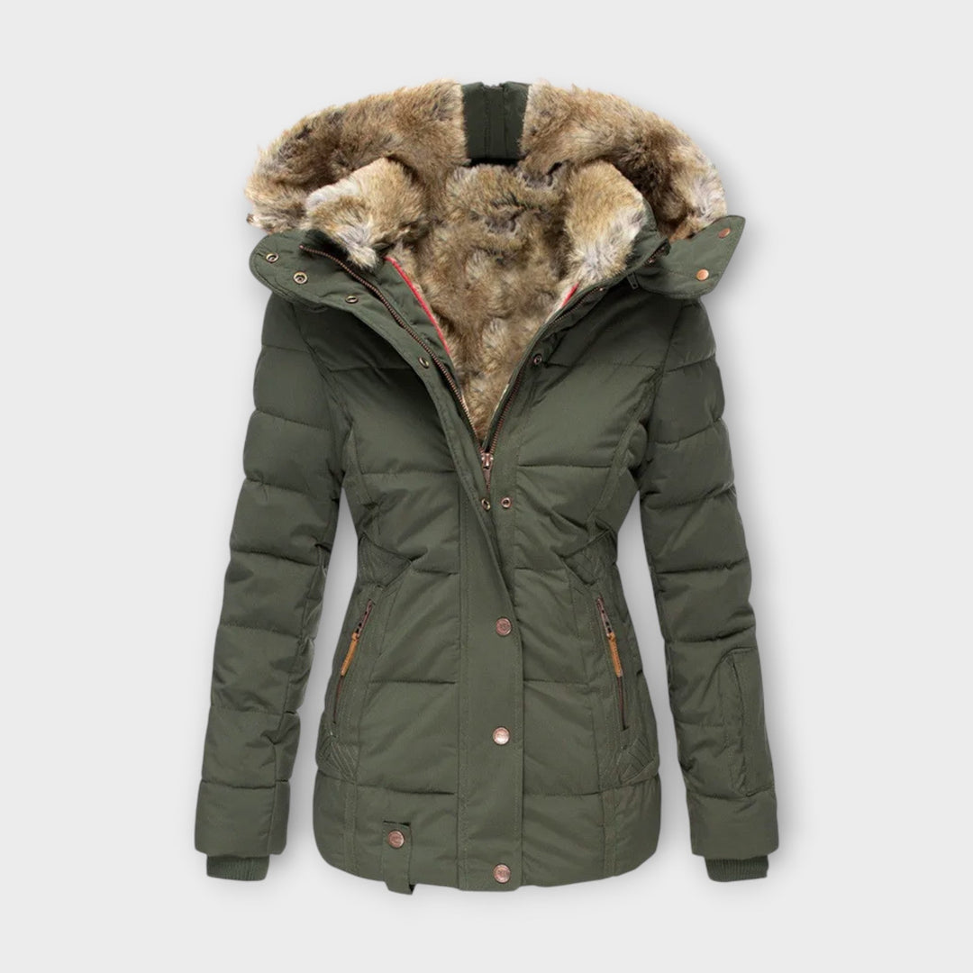 Emine Plush Faux Fur Lined Coat