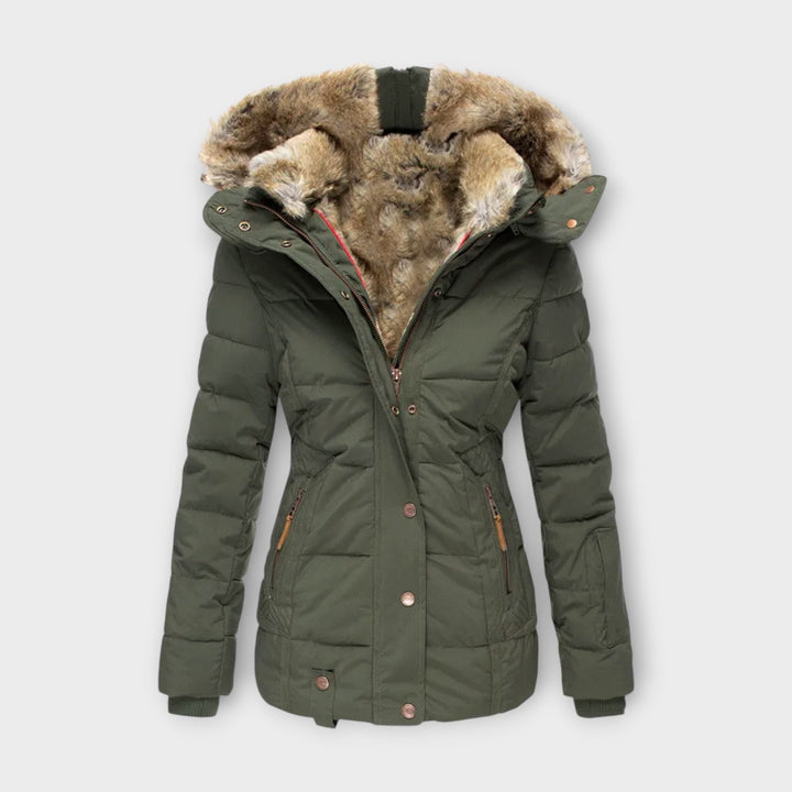 Emine Plush Faux Fur Lined Coat