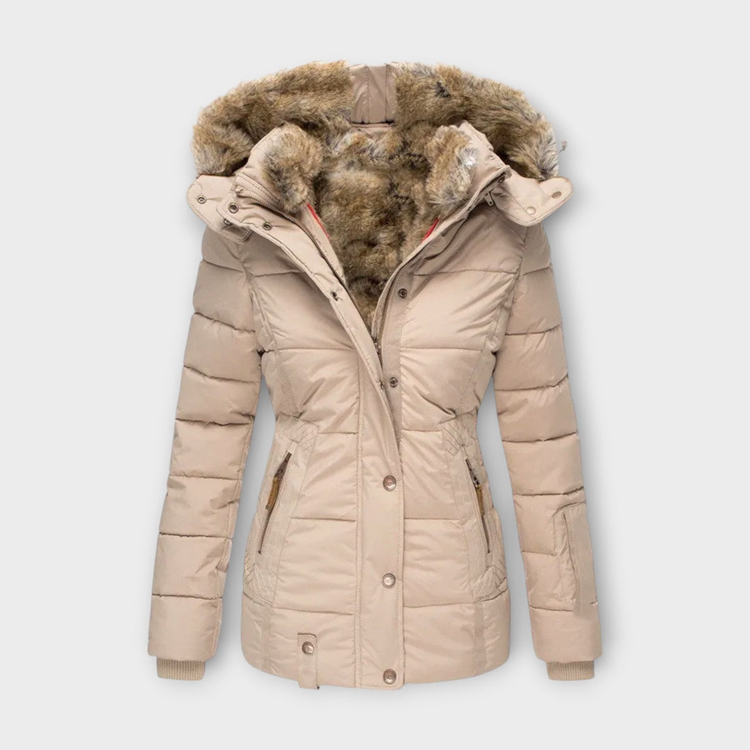 Emine Plush Faux Fur Lined Coat
