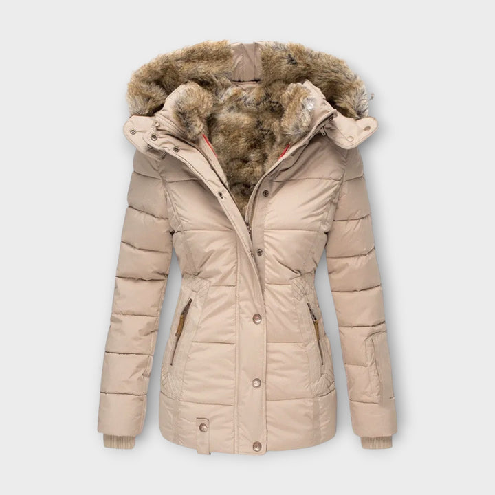 Emine Plush Faux Fur Lined Coat