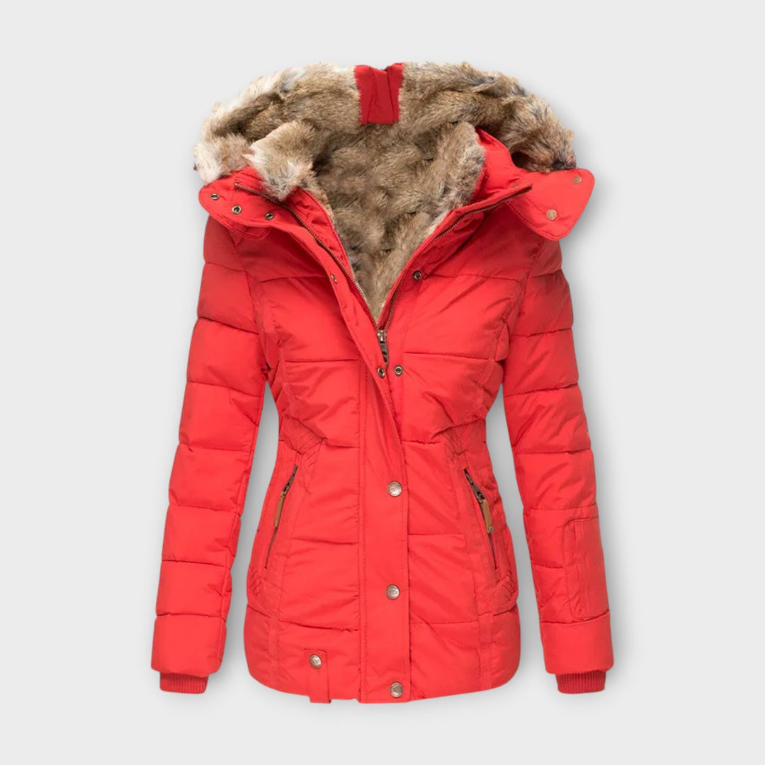 Emine Plush Faux Fur Lined Coat