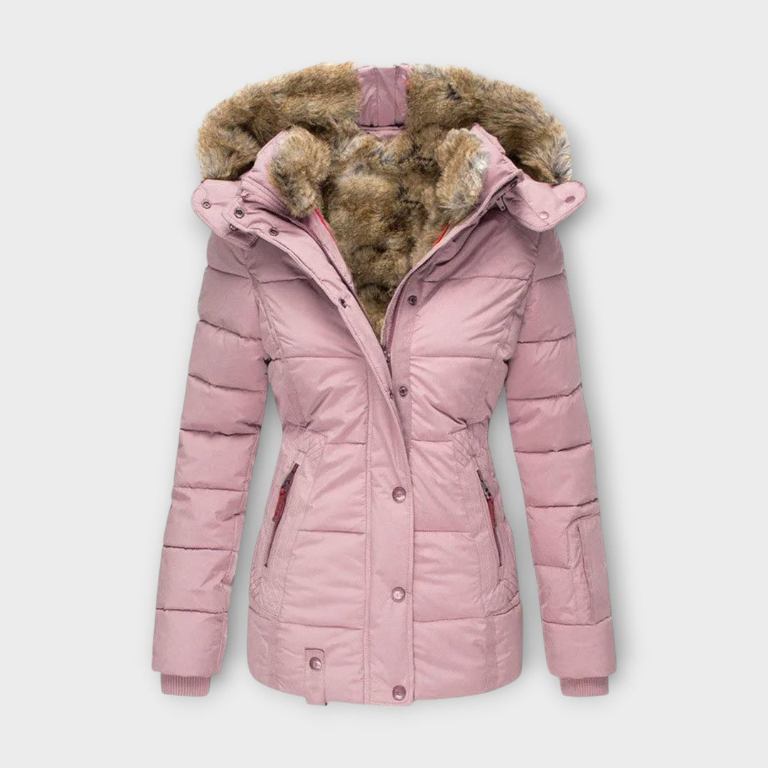 Emine Plush Faux Fur Lined Coat