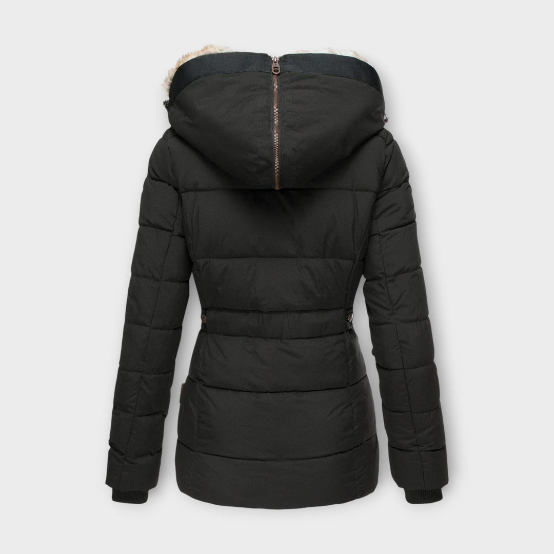 Emine Plush Faux Fur Lined Coat