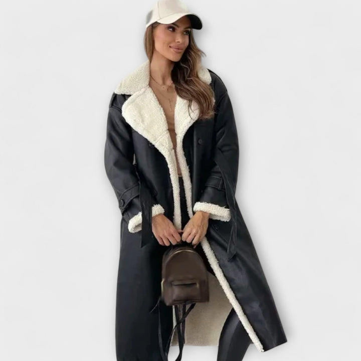 Maria Classic Long Jacket with Fleece Lining and Teddy Collar