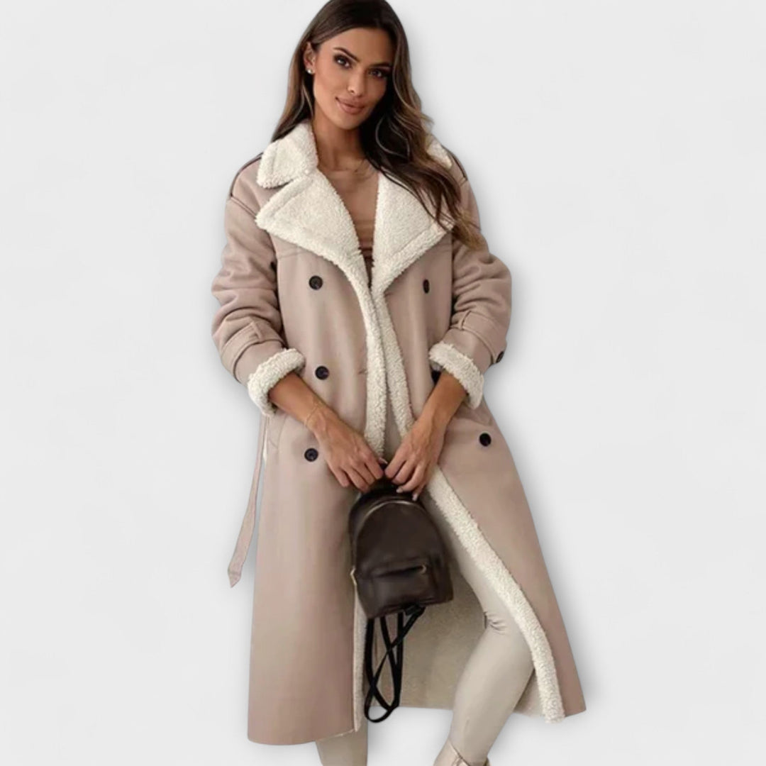 Maria Classic Long Jacket with Fleece Lining and Teddy Collar