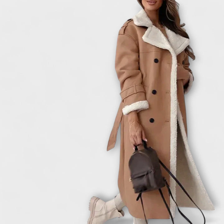 Maria Classic Long Jacket with Fleece Lining and Teddy Collar