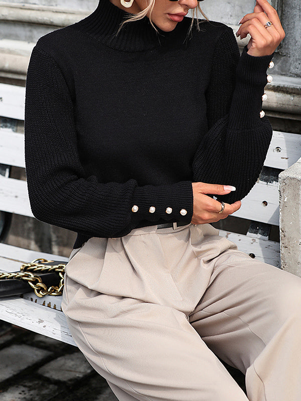 Simone Knit Sweater with Pearl Sleeves