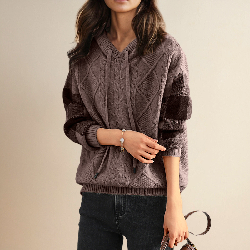 Emily Cozy Cable Knit Hoodie